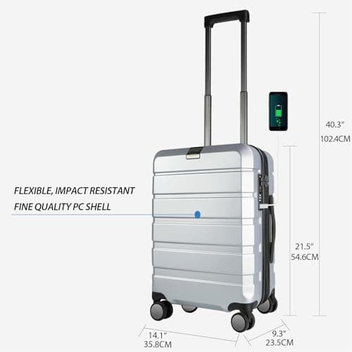 KROSER 20-Inch Hardside Expandable Carry-On with TSA Lock and USB Port thumbnail 3