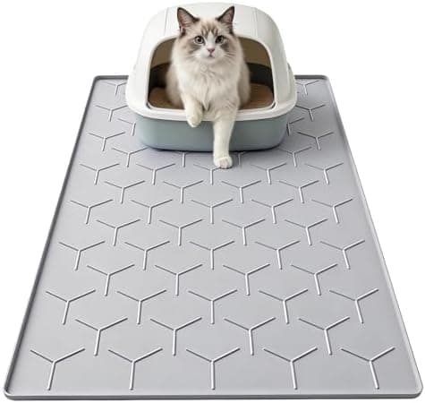 Garoopion Silicone Cat Litter Mat, 34 x 22 in (Gray) thumbnail 2