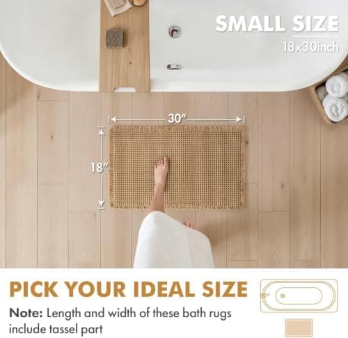 MIULEE Waffle Bathroom Rugs, Set of 2, Brown, 18 x 30 in thumbnail 4