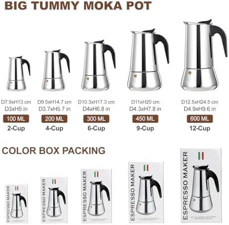DITOSH 12 Cup Stainless Steel Stovetop Moka Pot (600ml) thumbnail 3
