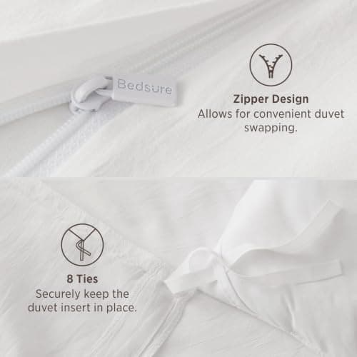 Bedsure Prewashed White Duvet Cover Set, Queen thumbnail 4