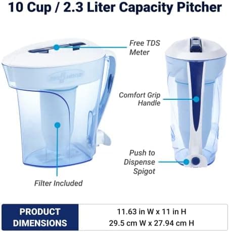 ZeroWater 10-Cup 5-Stage Water Filter Pitcher thumbnail 3