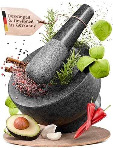 ChefSofi Granite Mortar and Pestle Set, 3.5 Cup (Black) thumbnail 2