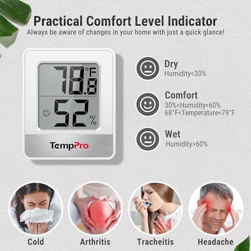 TempPro TP49 Digital Hygrometer and Indoor Thermometer, 3-Pack thumbnail 3