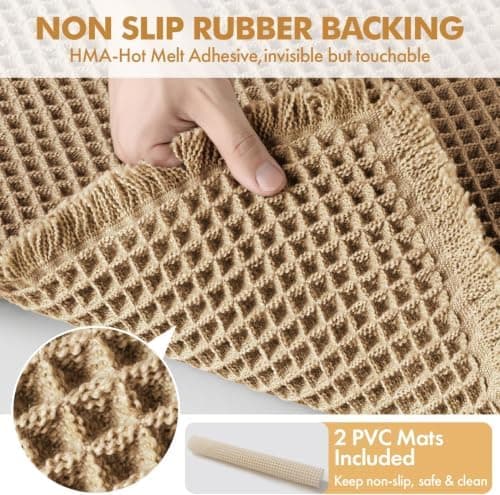 MIULEE Waffle Bathroom Rugs, Set of 2, Brown, 18 x 30 in thumbnail 5