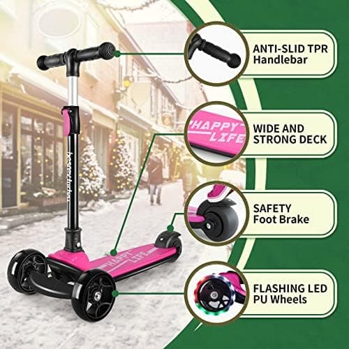besrey 3-Wheel Kids Scooter, Ages 3 to 10, Adjustable Height, LED Wheels thumbnail 7