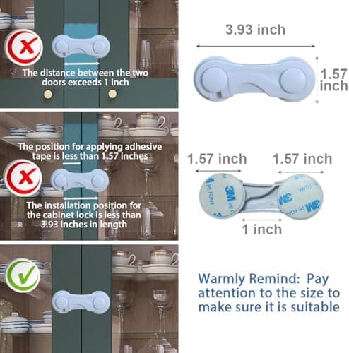 Adhesive Cabinet Door Locks for Baby Proofing, 4-Pack thumbnail 3