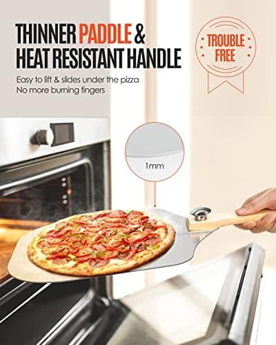 Mooues 12-Inch Aluminum Pizza Peel with Folding Handle and Rocker Cutter thumbnail 4