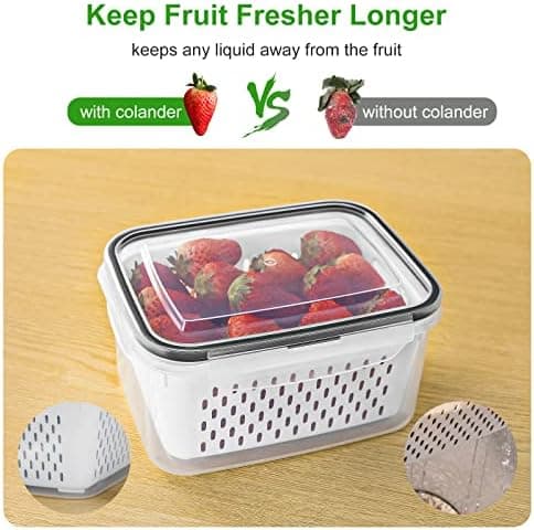 Fruit Storage Containers for Fridge with Removable Colander, 5-Pack thumbnail 5