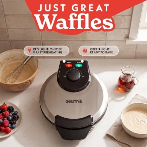 Gourmia Belgian Waffle Maker with Nonstick Ceramic Plates thumbnail 4