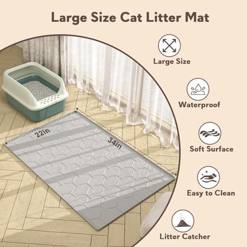 Garoopion Silicone Cat Litter Mat, 34 x 22 in (Gray) thumbnail 4