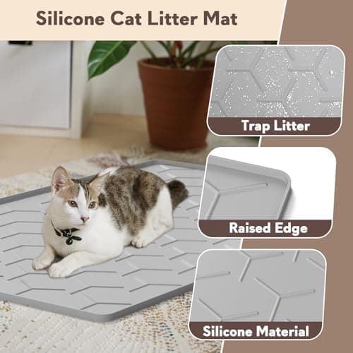 Garoopion Silicone Cat Litter Mat, 34 x 22 in (Gray) thumbnail 3