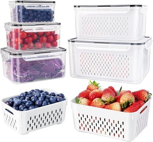 Fruit Storage Containers for Fridge with Removable Colander, 5-Pack thumbnail 2