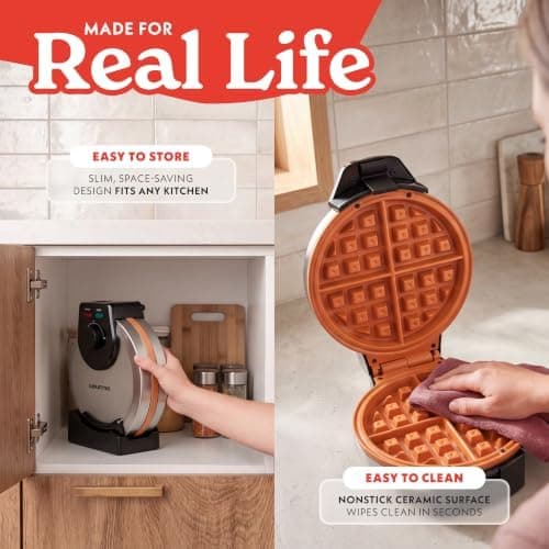 Gourmia Belgian Waffle Maker with Nonstick Ceramic Plates thumbnail 5