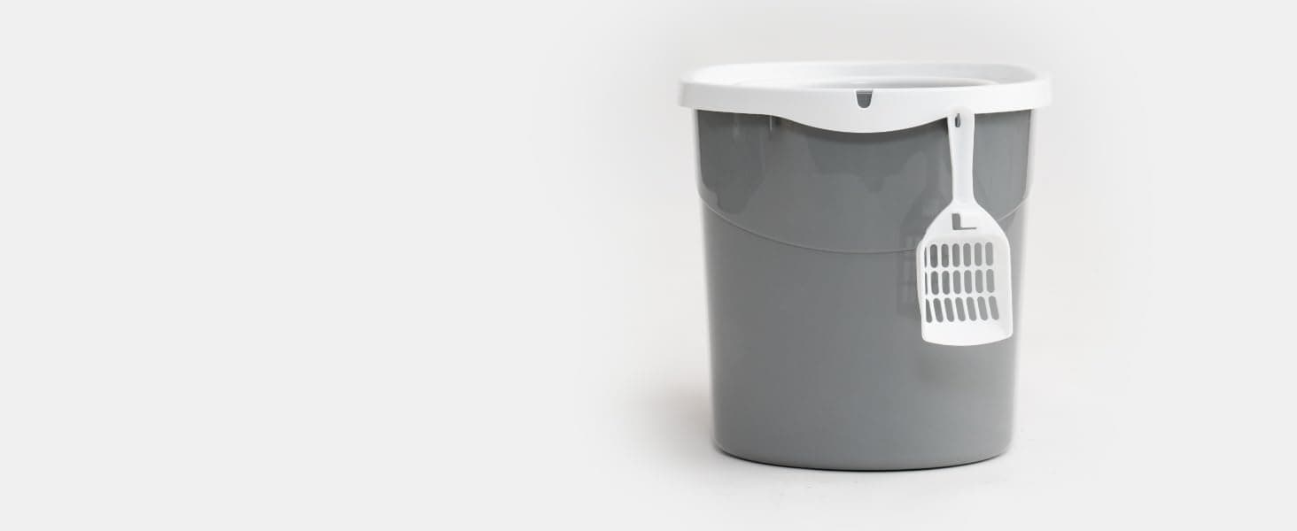 IRIS USA Top Entry Cat Litter Box with Scoop, Large (Gray/White) thumbnail 5