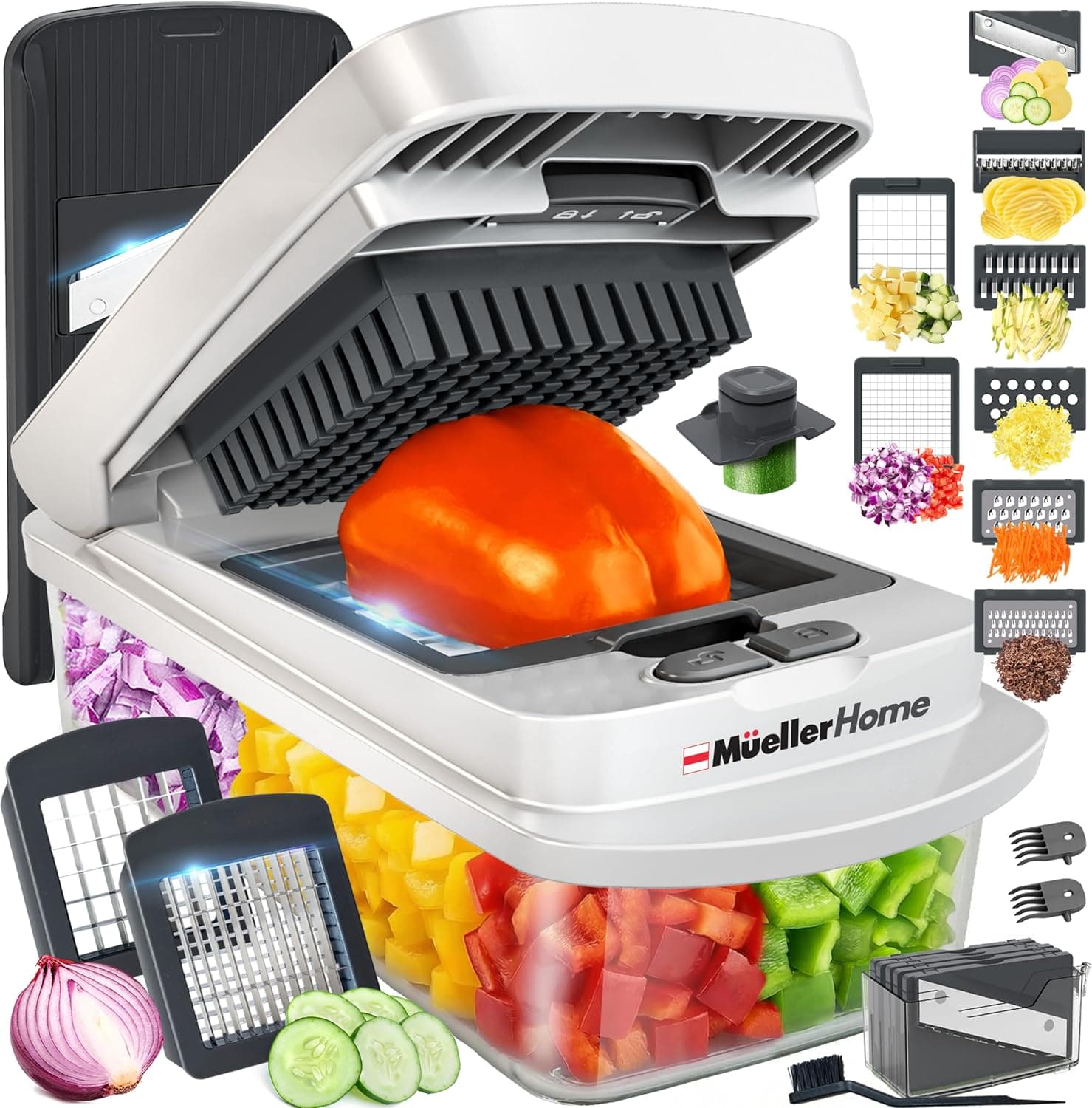 Mueller Pro Vegetable Chopper and Mandoline Slicer, 10-in-1
