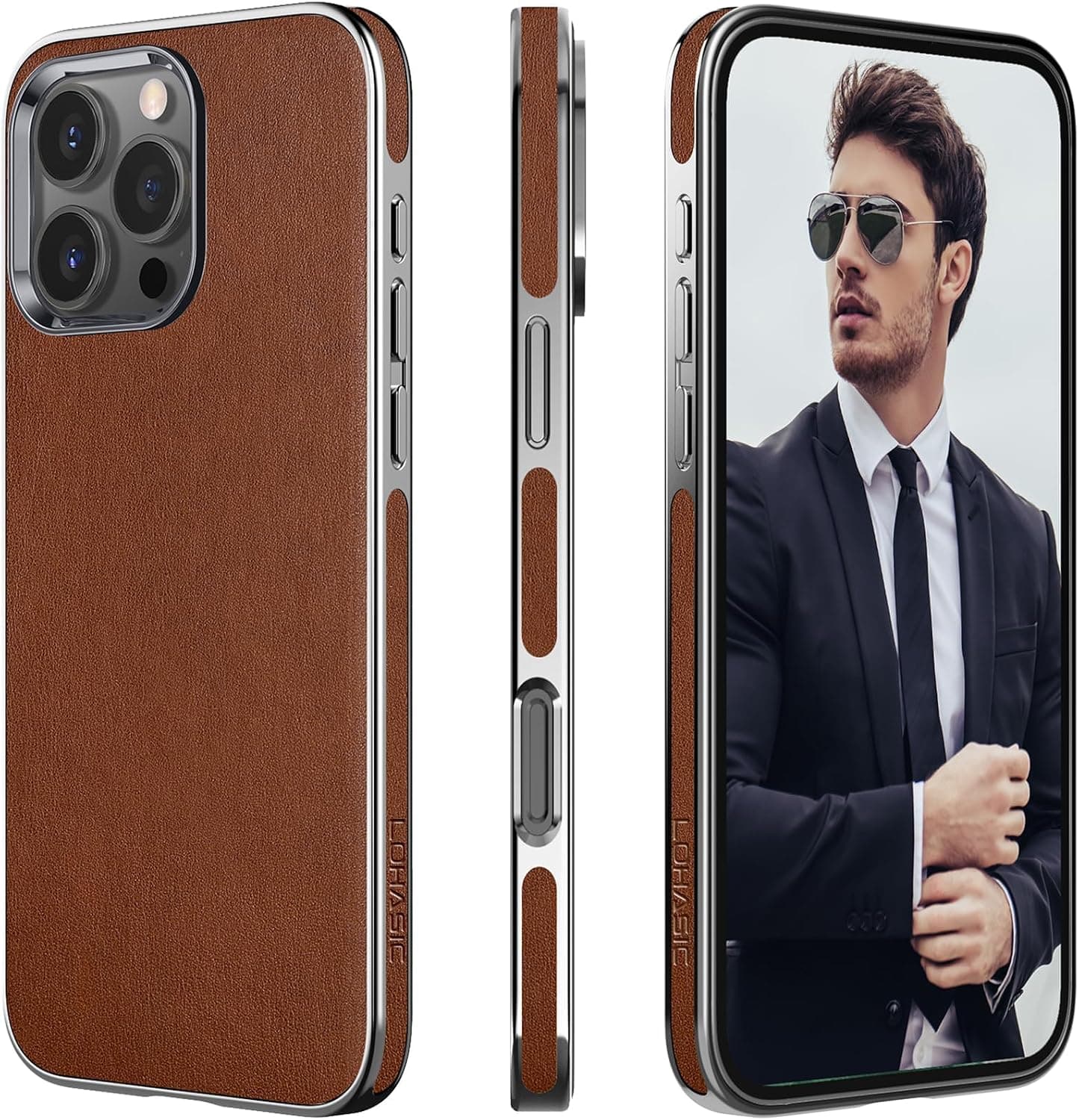 iPhone 16 Pro with leather case
