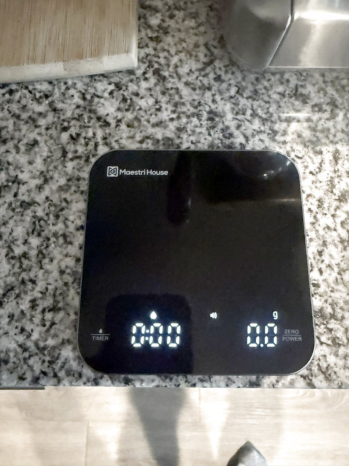 Maestri House Mini Coffee Scale with Timer (Black & Silver) - Image 1