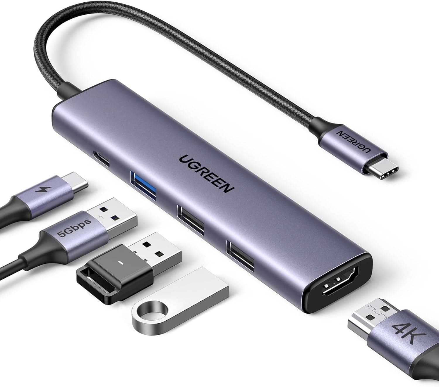 UGREEN USB C Hub 5 in 1 Multiport Adapter (Revodok 105, 4K HDMI, 100W PD)