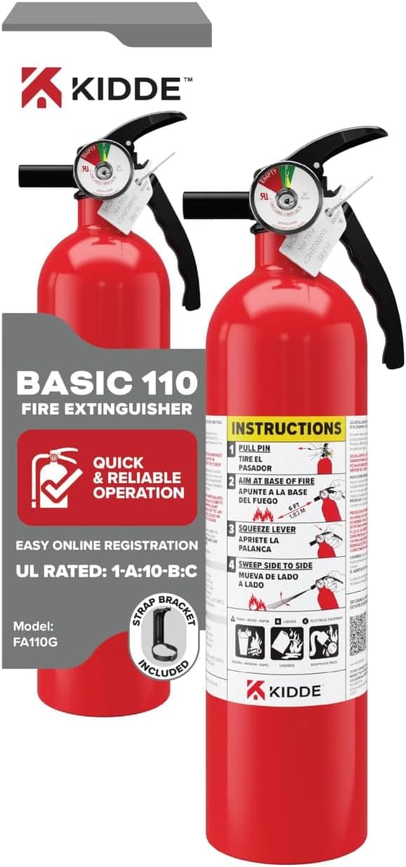 Kidde Basic 110 Fire Extinguisher for Home, 1-A:10-B:C (FA110G) - Image 1