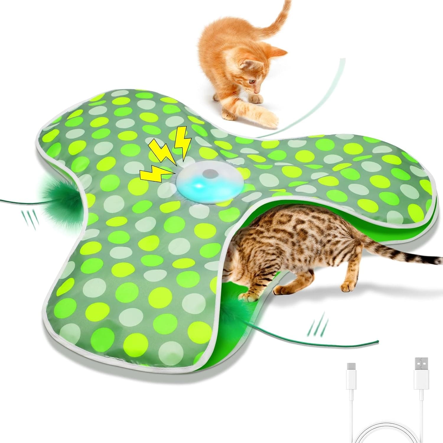 umosis Interactive Cat Toy, Hidden Moving Feather, Squeaky Mouse Sound (USB Rechargeable)