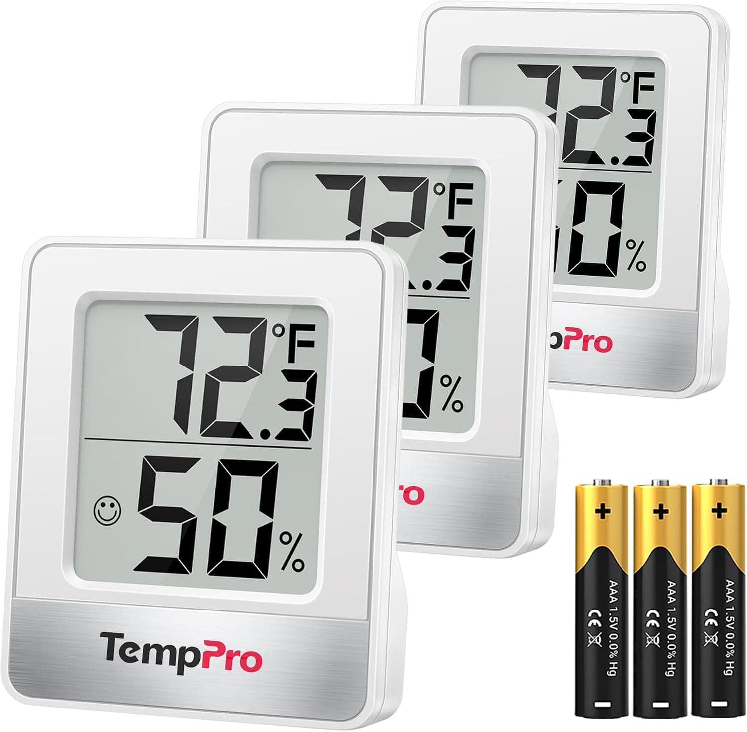 TempPro TP49 Digital Hygrometer and Indoor Thermometer, 3-Pack - Image 1