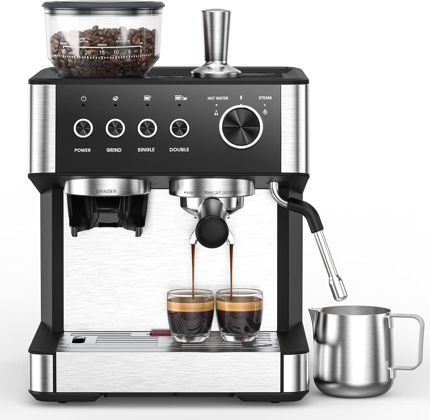 Electactic Espresso Machine with Grinder (20βBar, Milk Frother)