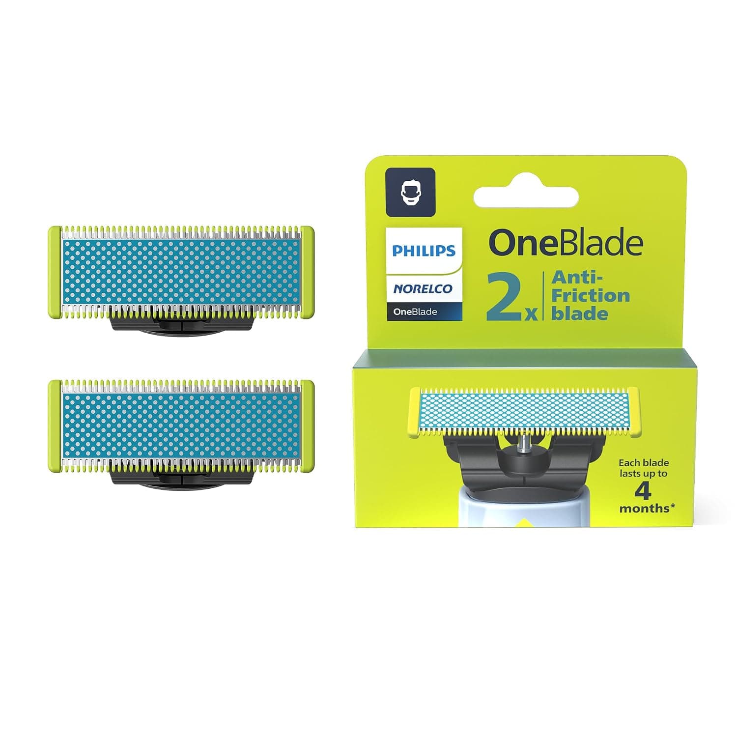 Philips Norelco OneBlade Replacement Blades, Anti-Friction (2 Pack)
