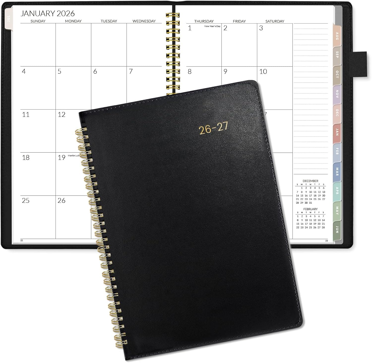 SUNEE 2026-2027 Two-Year Monthly Planner, Vegan Leather Cover