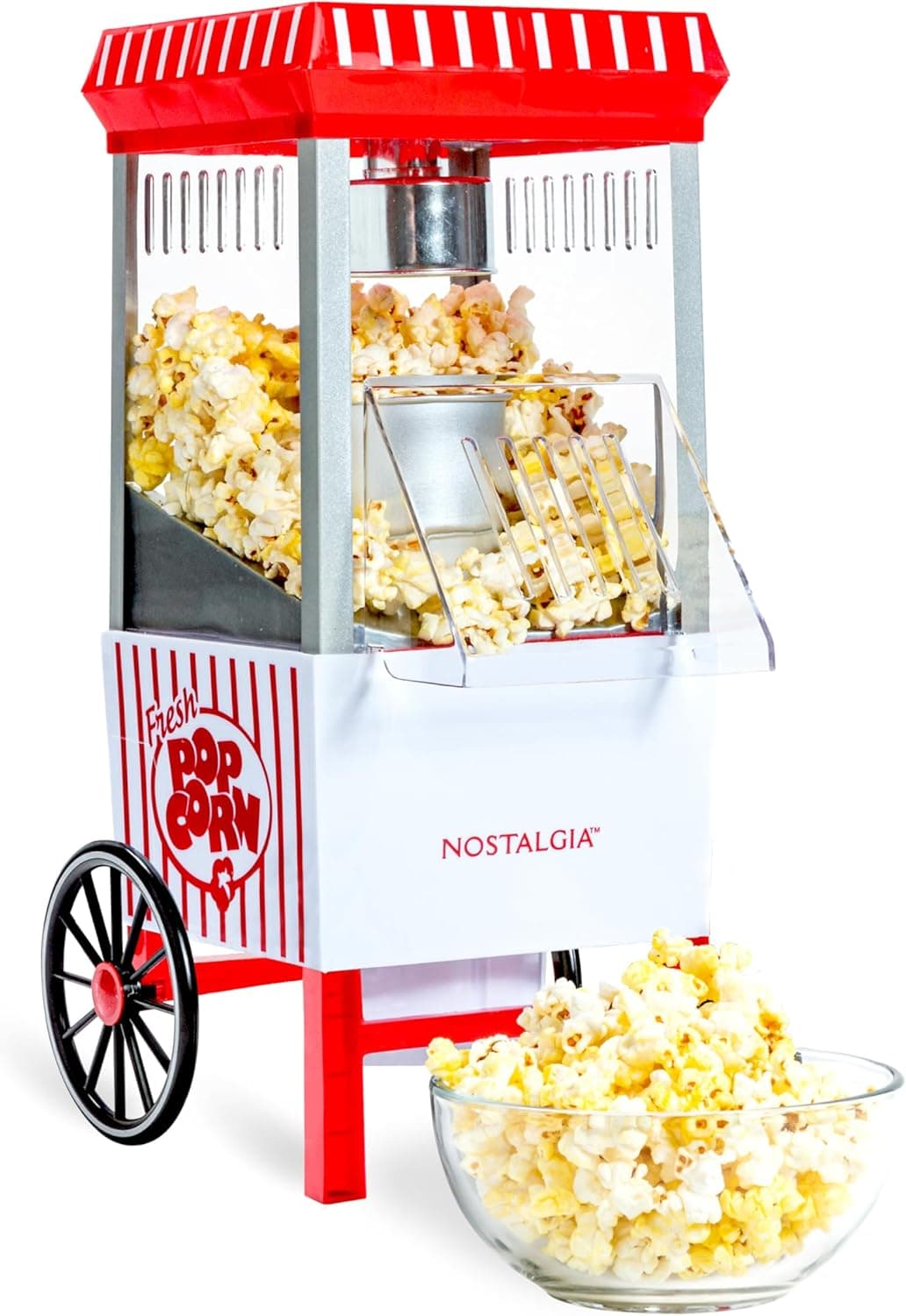 Nostalgia Vintage Hot-Air Popcorn Maker (White & Red)