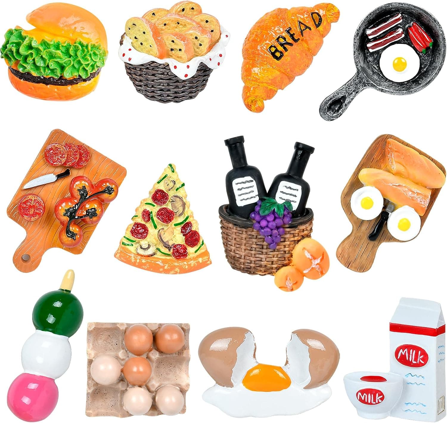 Worldity 12-Piece 3D Resin Food Fridge Magnets